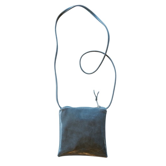 Handbags - Crystalyn Kae Gray Vegan Leather Crossbody‎ Bag Floral Lining Minimalist Luxe